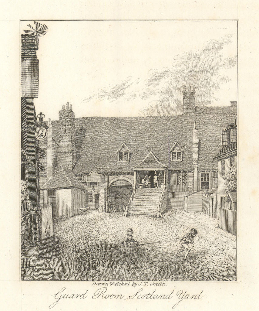 The Guard Room, Scotland Yard by J.T. Smith 1807 old antique print picture